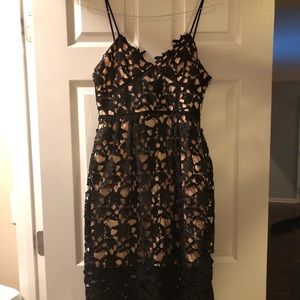 Black floral overlay dress - size M